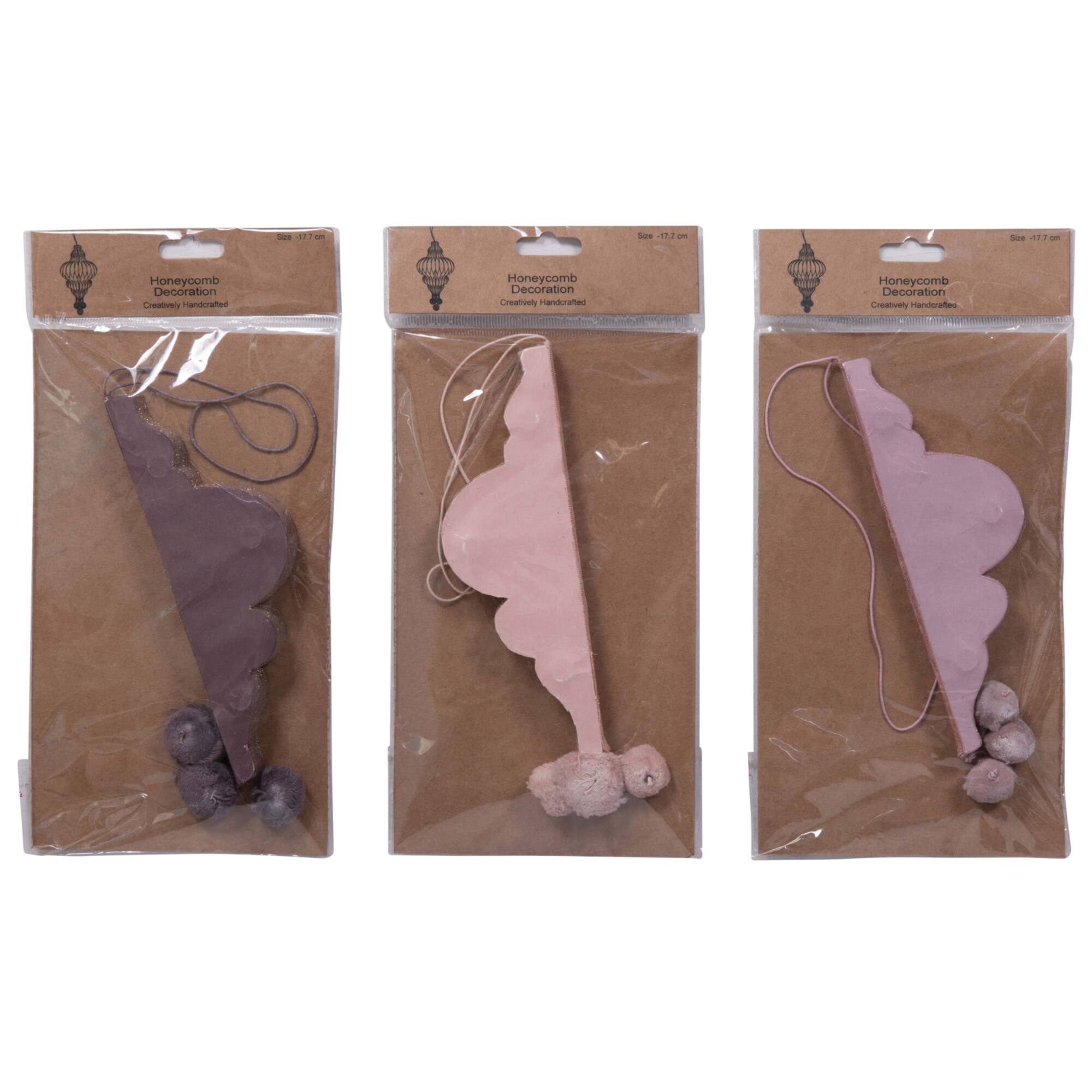 Hello Honey® 6" Paper Ornament with Pom Poms Set